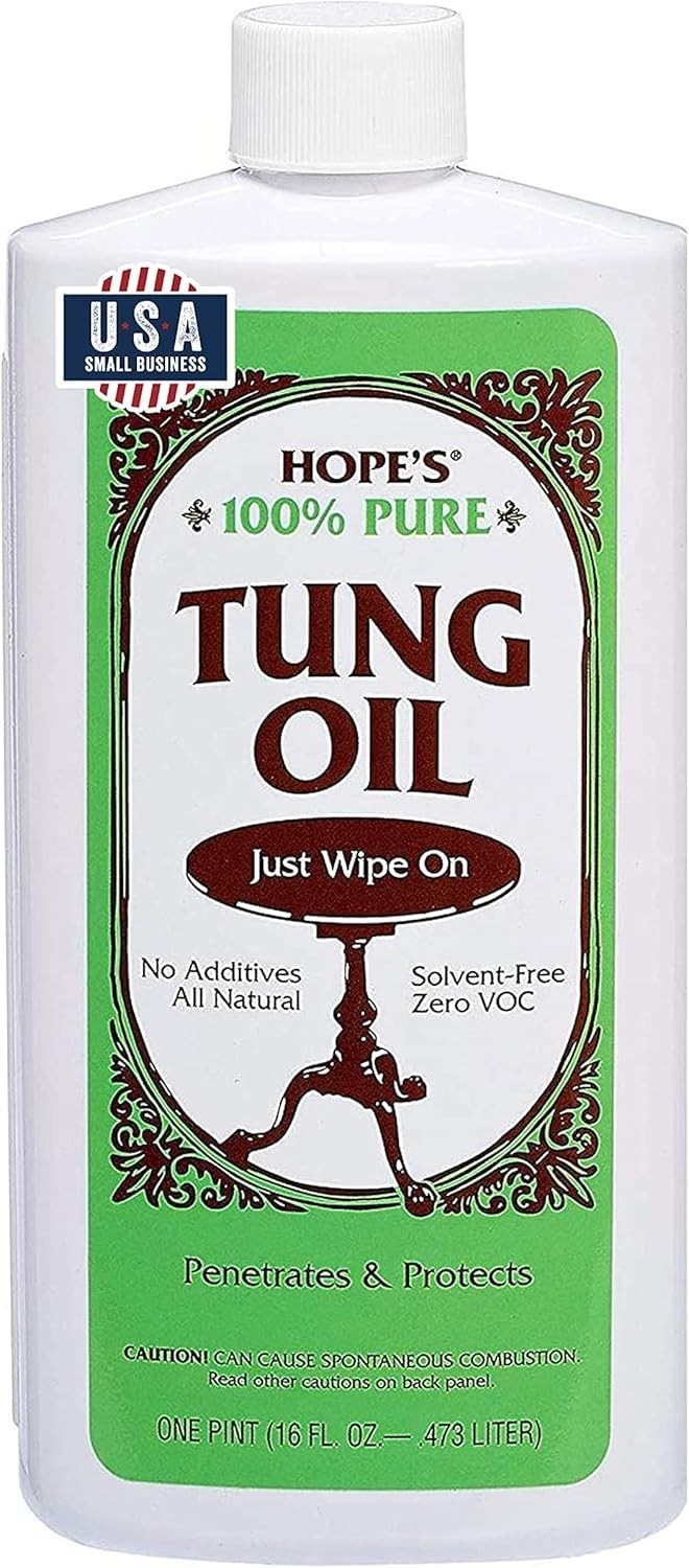 100% Pure Tung Oil, Food Safe, Waterproof Natural Wood Finish and Sealer for…