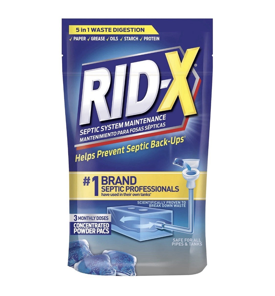 Rid-X (Lot of 4) Septic System Treatment Septi Pacs 3 Month Dose Per Pack 3.2oz