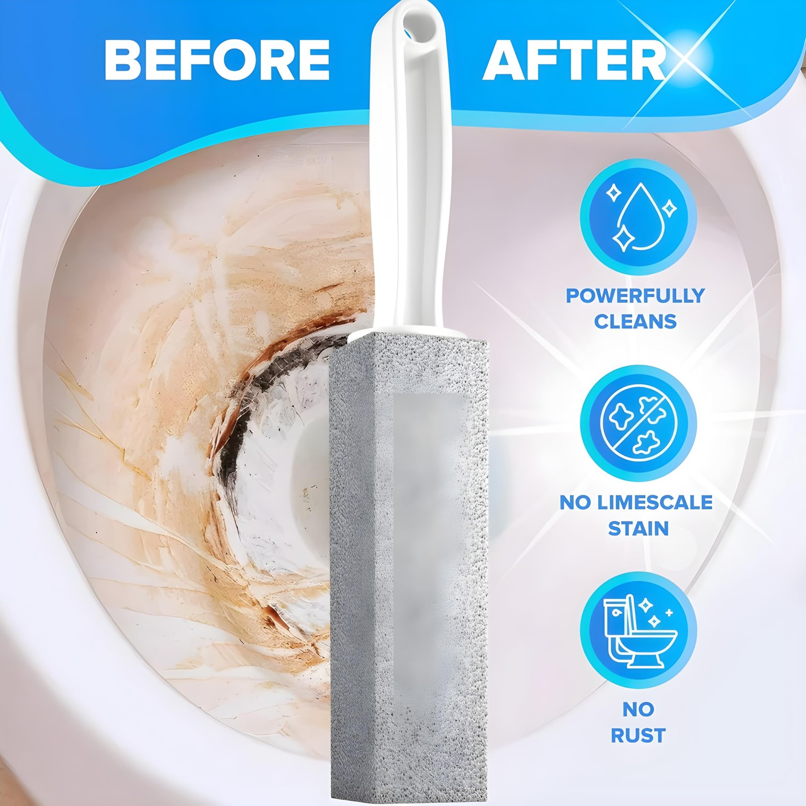 Bexter 2-Pack Value Toilet Bowl Pumice Cleaner with Handle – Removes Hard Water
