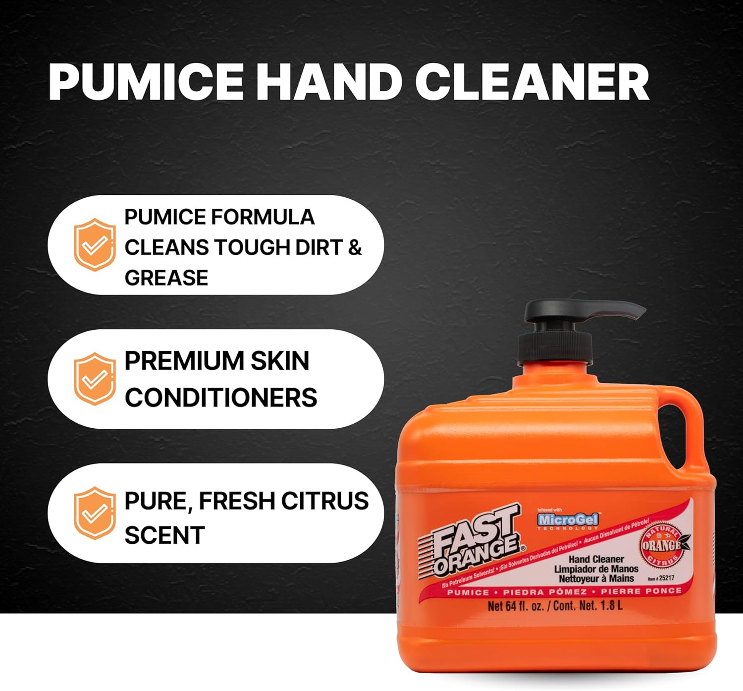 Permatex Heavy Duty Pumice Lotion Hand Cleaner, Citrus Scent, 64 Fl Oz