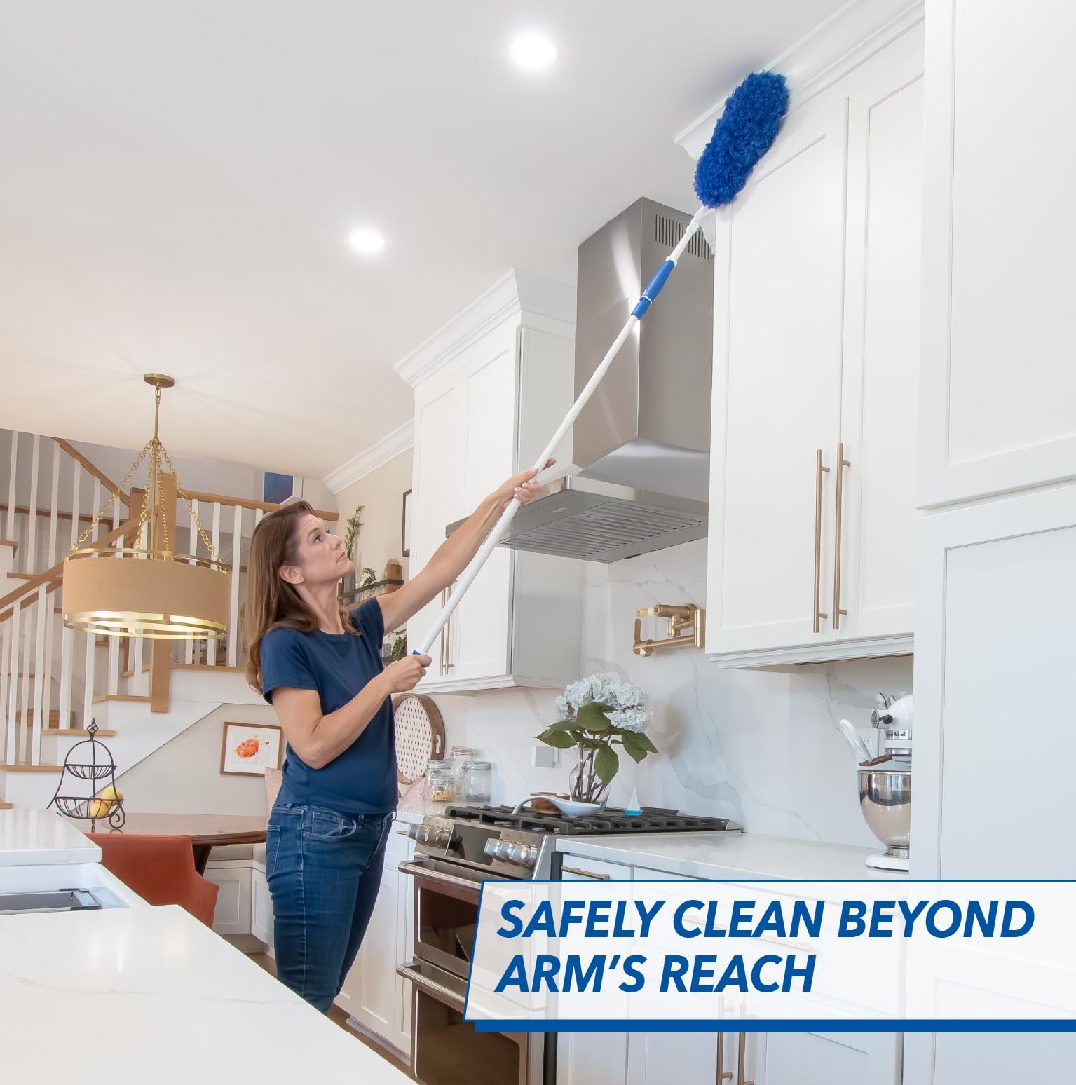 Connect and Clean Dusting Kit with 4′ Steel Pole, Features Microfiber Duster,…
