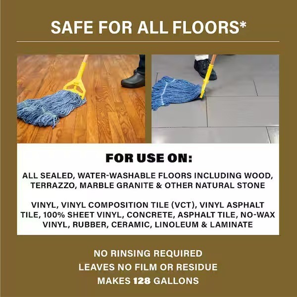 ECOLAB 1 Gal. No Rinse Neutral Floor Cleaner, Concentrate, Residue Free Formula