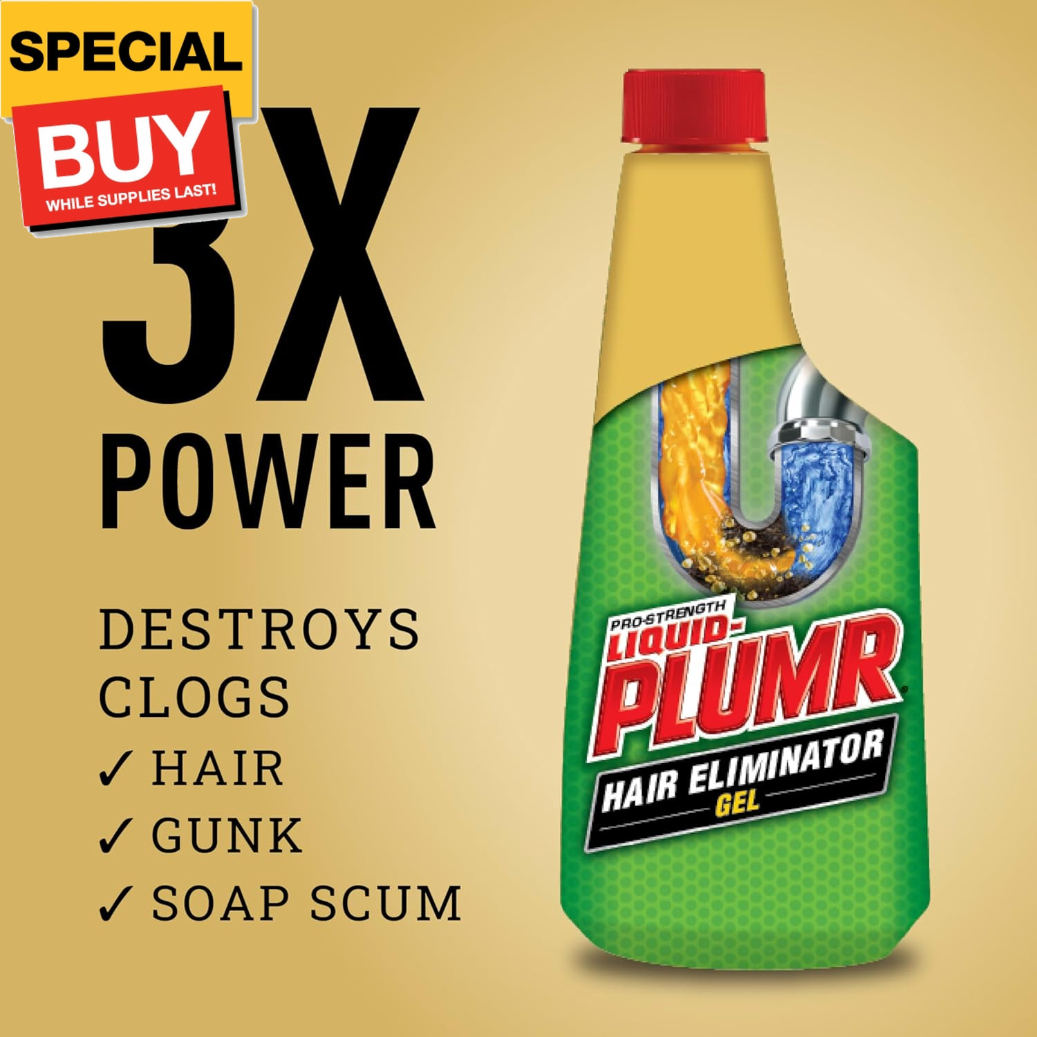 Pro-Strength Hair Eliminator Gel Clog Remover, Hair Clog Remover and Drain Opene