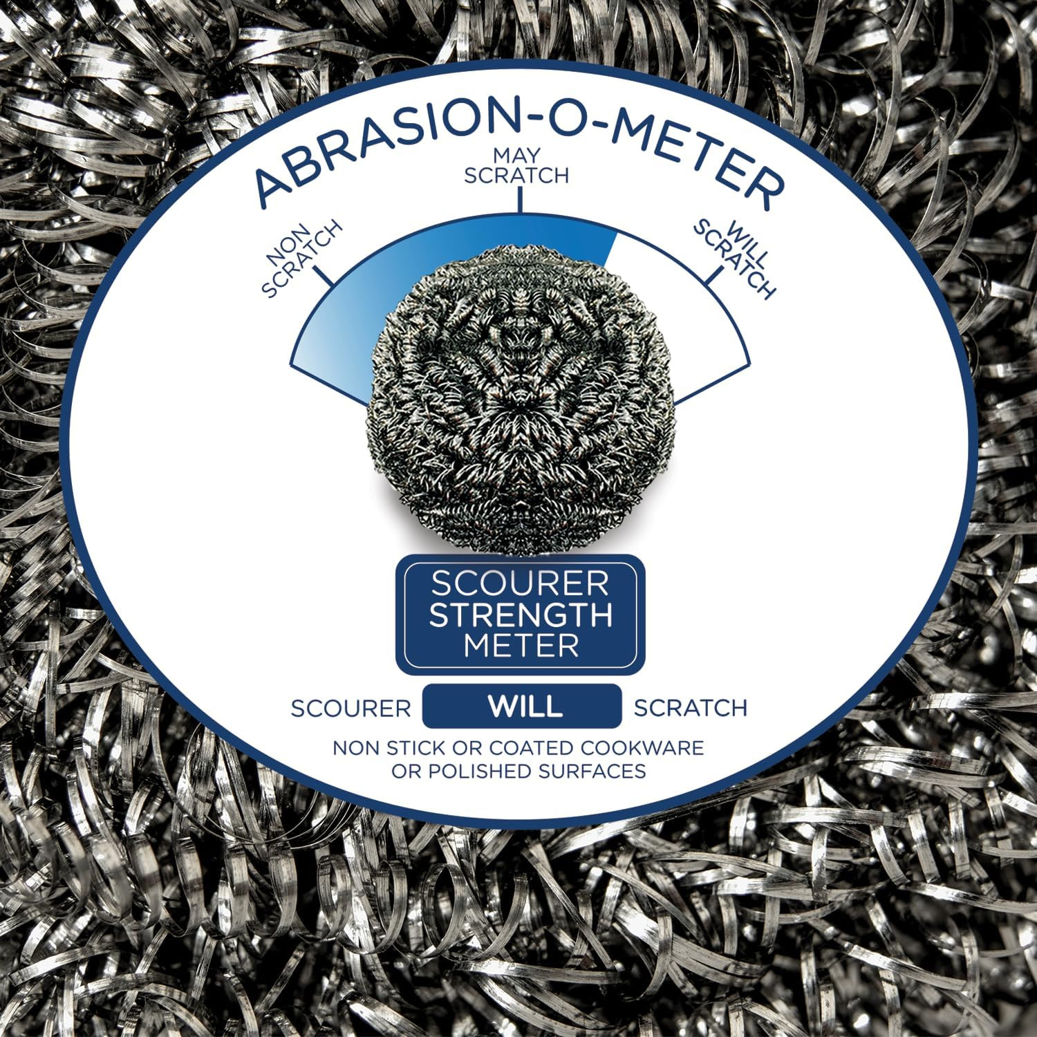 Stainless Steel Wool Scourer -Jumbo Sized- 35 Grams, by , Curled Flat Wire, Clea