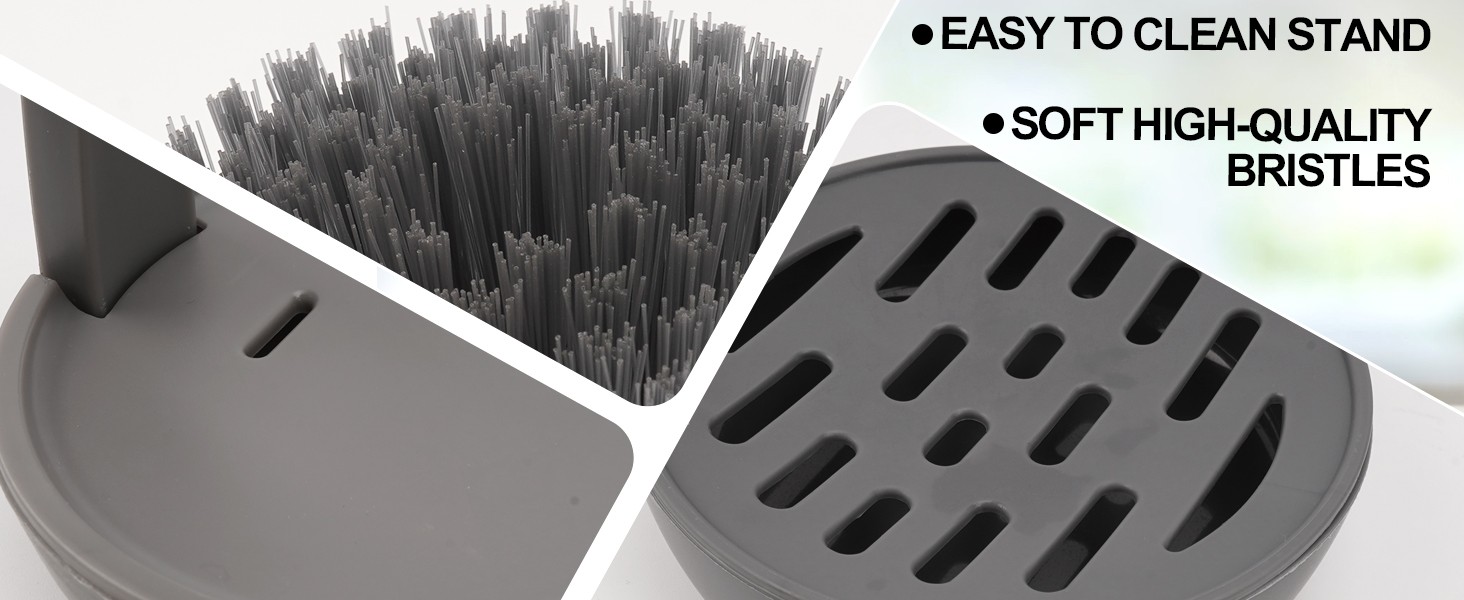 Kitchen Brush with Holder and Soap Dispensing Palm Brush Storage Set for Kitchen