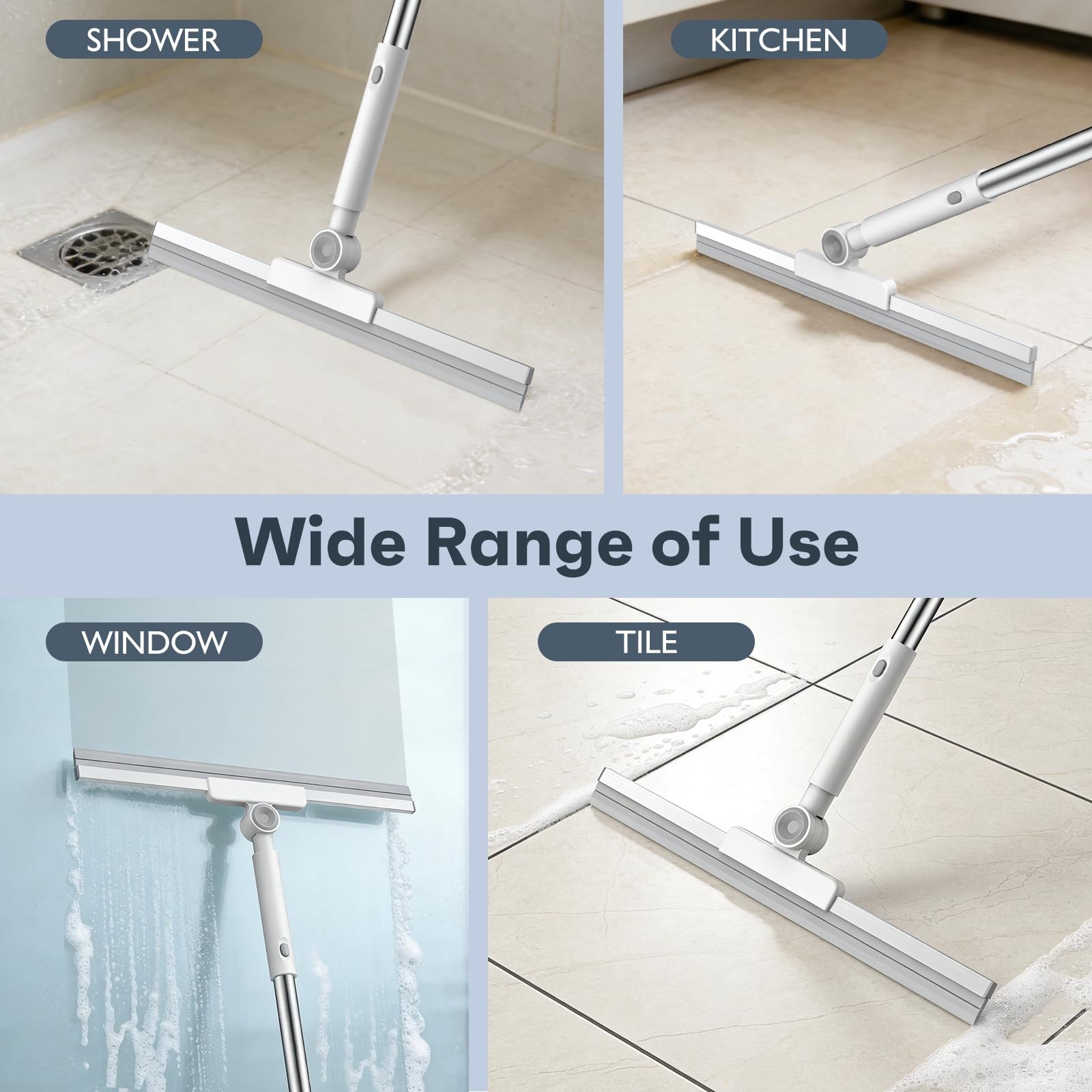 nacena Floor Squeegee, 52in Adjustable Long Handle Squeegee for Floor Water R…