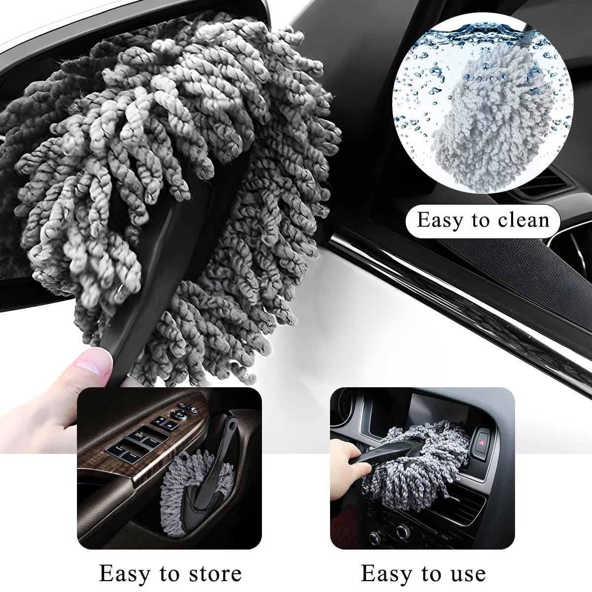 Car Dash Duster Brush Soft Microfiber MultiFunctional Scratch Free Vehicle Home