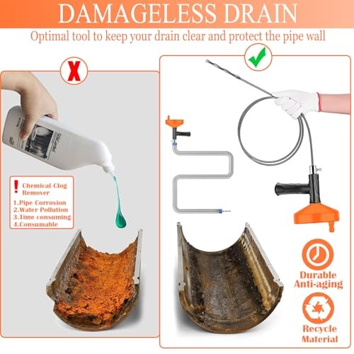 33 Ft Drain Snake Auger, Heavy Duty Plumbing Snake for Sink, Tub, and 33 Feet