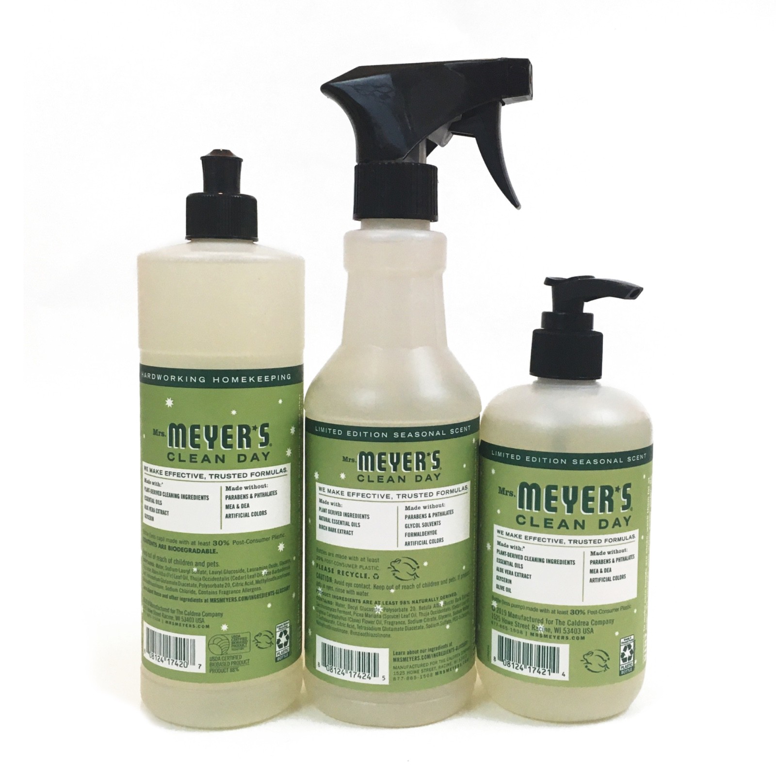 Mrs Meyers IOWA PINE Dish Soap, Hand Soap, Multi-surface Cleaner – Bundle 3
