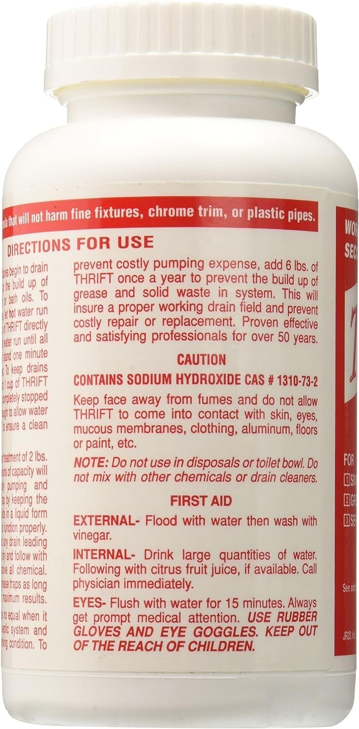 Thrift T-100 Odorless Drain Cleaner, Small Drains Grease Traps Septic Tank, 1 lb