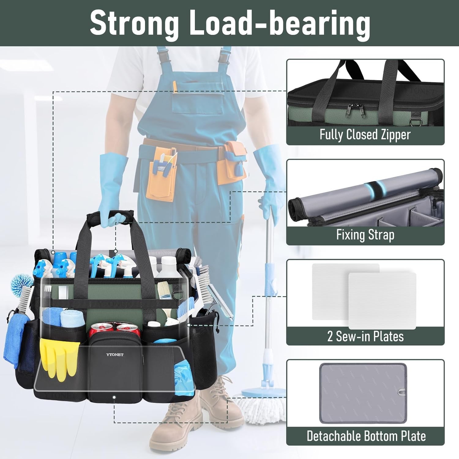 Durable 900D Oxford Fabric Cleaning Caddy with Wheels – Housekeeper’s Companion