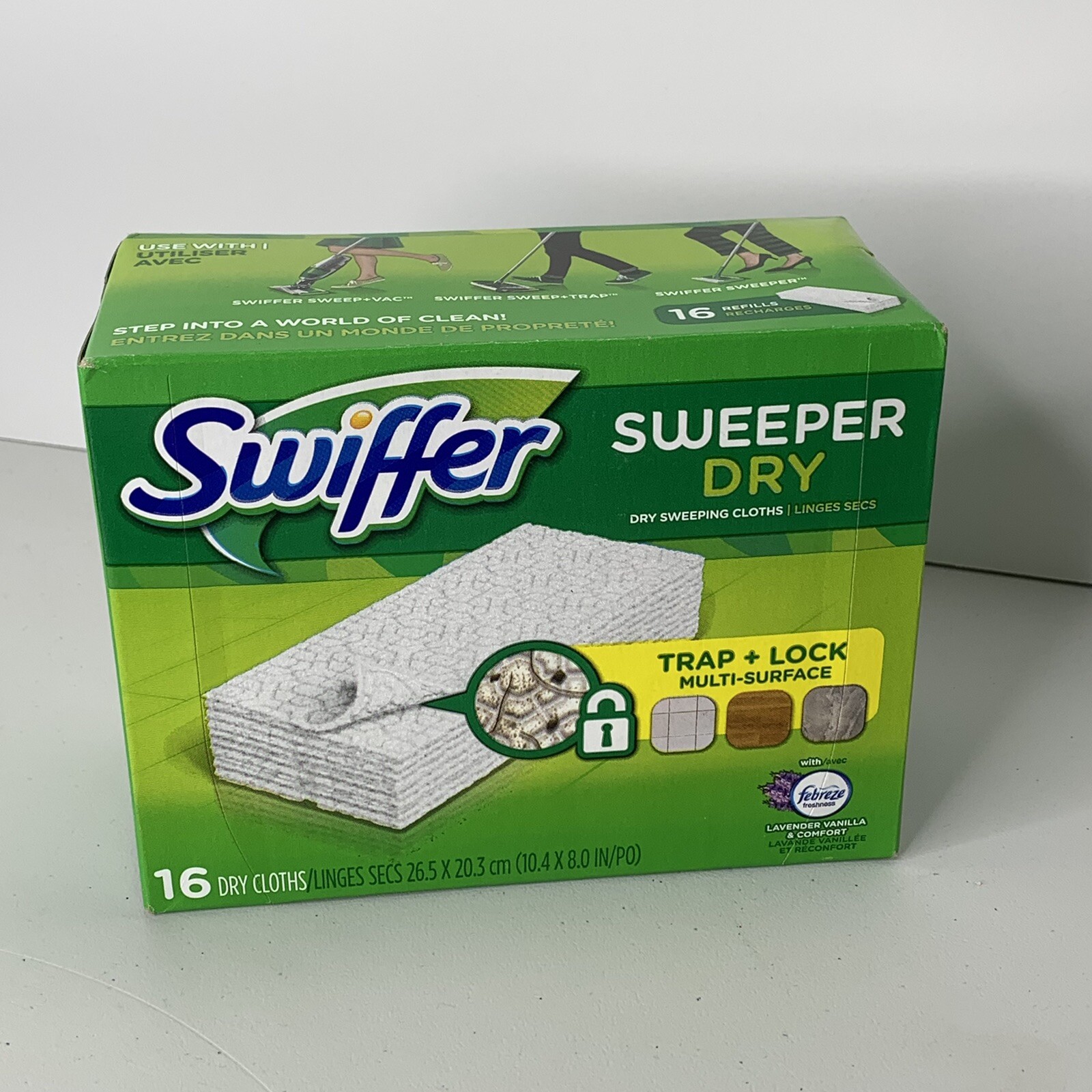 Swiffer Sweeper Dry Cloth Refill 16 ea 10.4″ x 8.0″ New Febreze Lavender