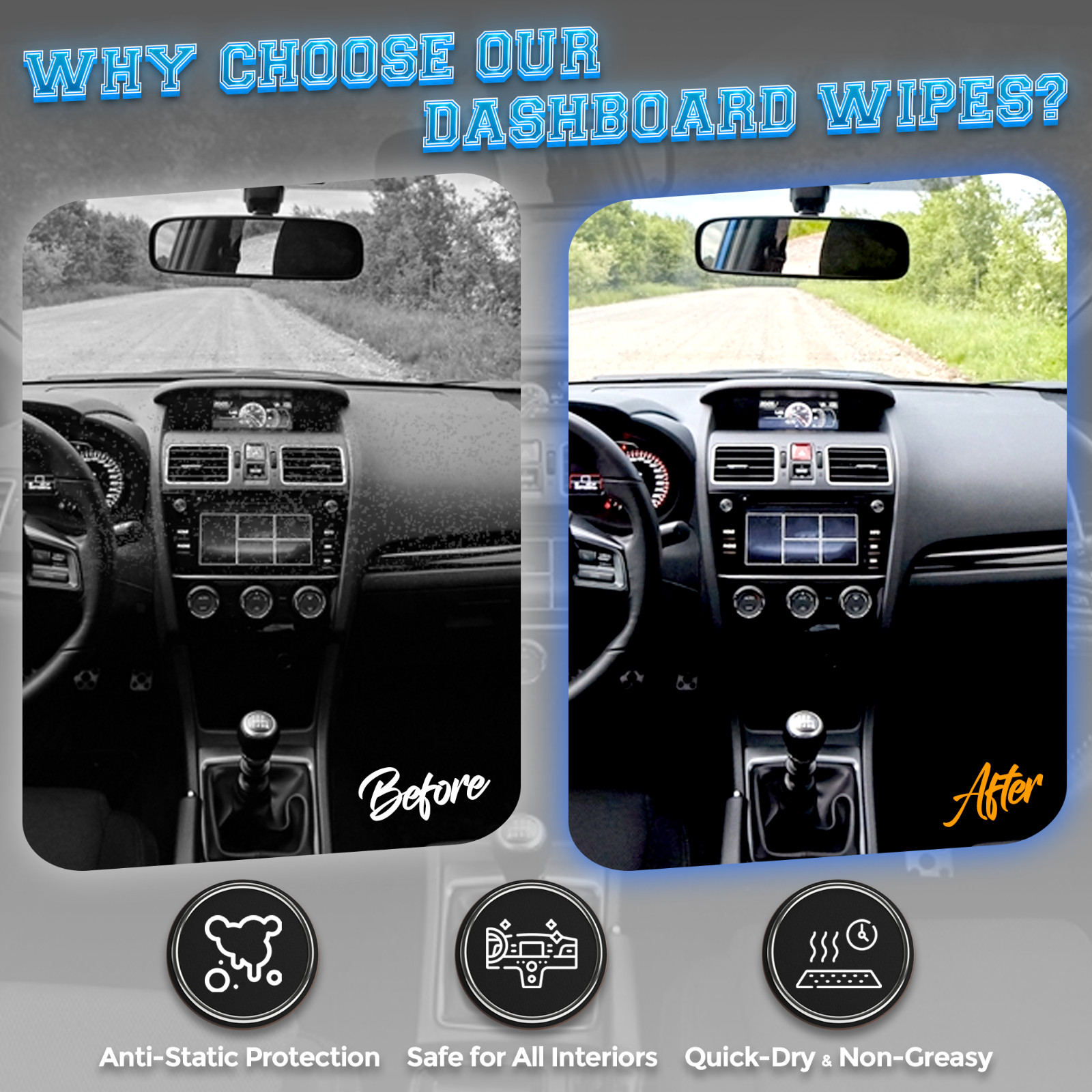 Car Cleaning Wipes Lemon Scent Interior & Exterior Auto Care Wipes – Bulk Packs
