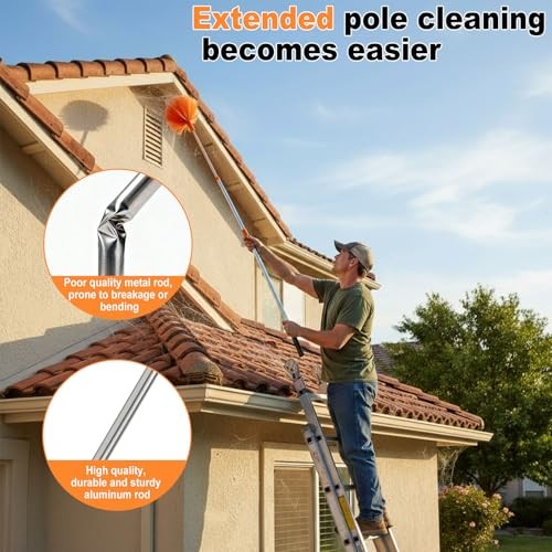 67″ Window Squeegee Cleaner Kit with Extension Pole 3-in-1 Rotatable Tool