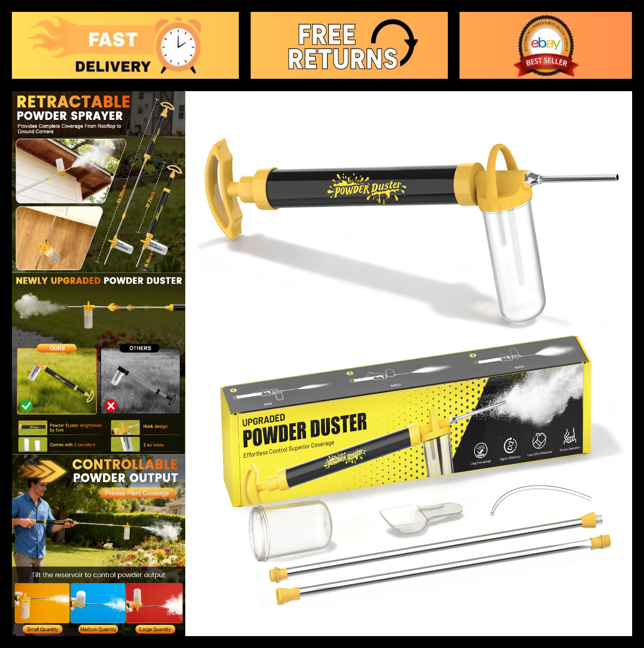 Diatomaceous Earth Powder Duster & Sprayer, 4FT Adjustable, Multi-Purpose for Ga