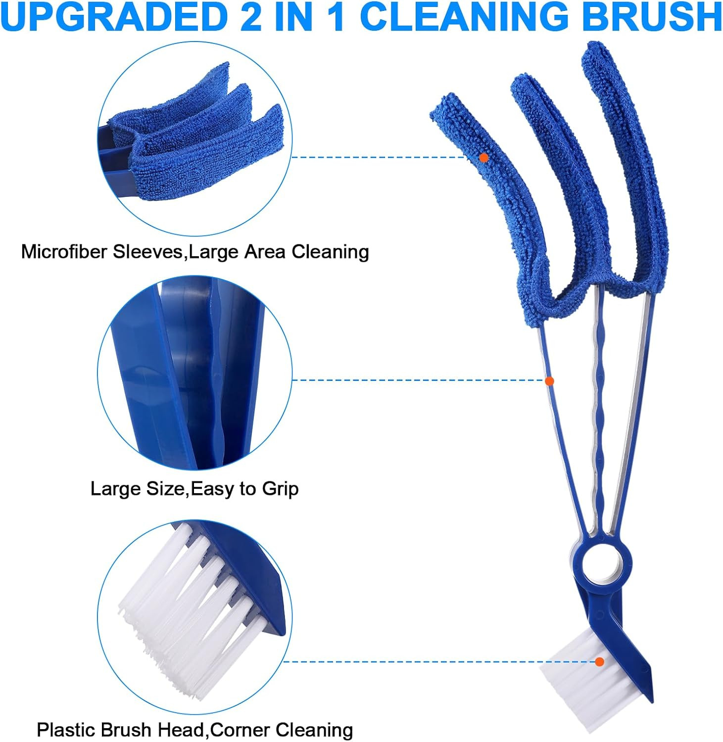 2 in 1 Window Blind Cleaner Duster Tool,Dual Brush Head,With 4 Removable and Was