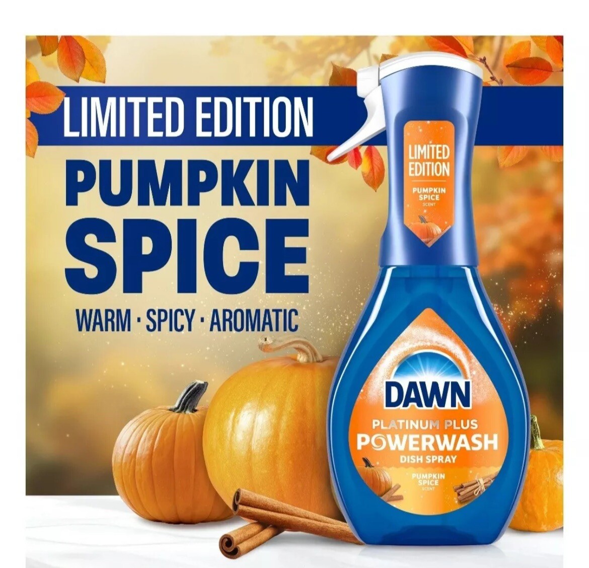 Dawn Powerwash Spray Dish Soap Dishwashing Liquid Pumpkin Spice 16Oz New