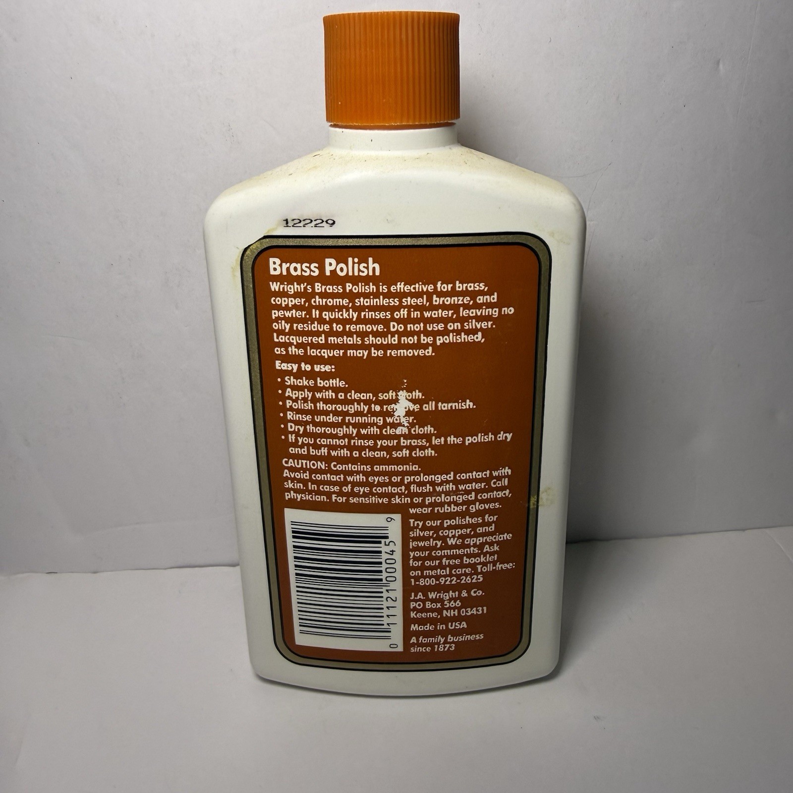 Wright’s All Purpose Brass Polish 8oz Full Vintage Discontinued