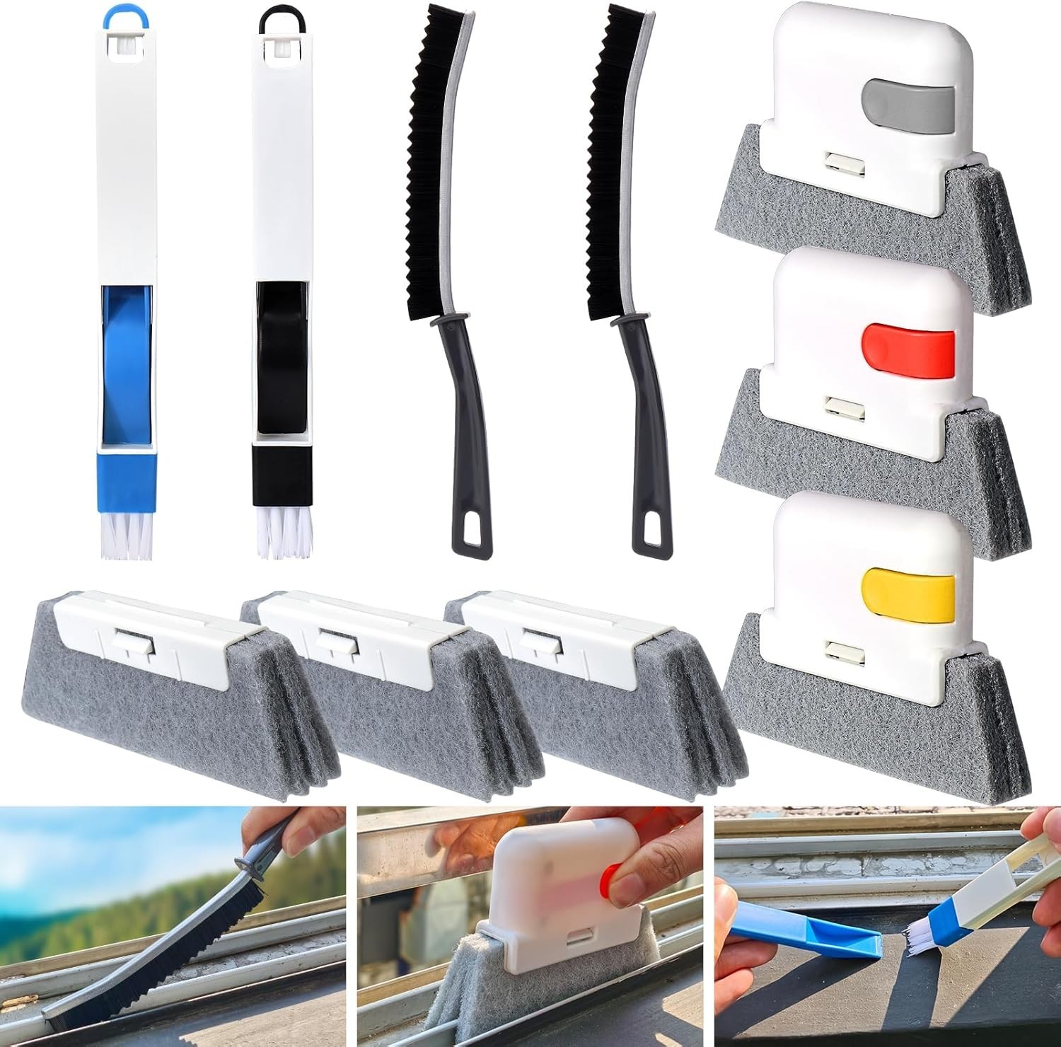 Window Sill Cleaner Tool,10 Pcs Magic Door Window Track Cleaning Tools Kit,Sl…