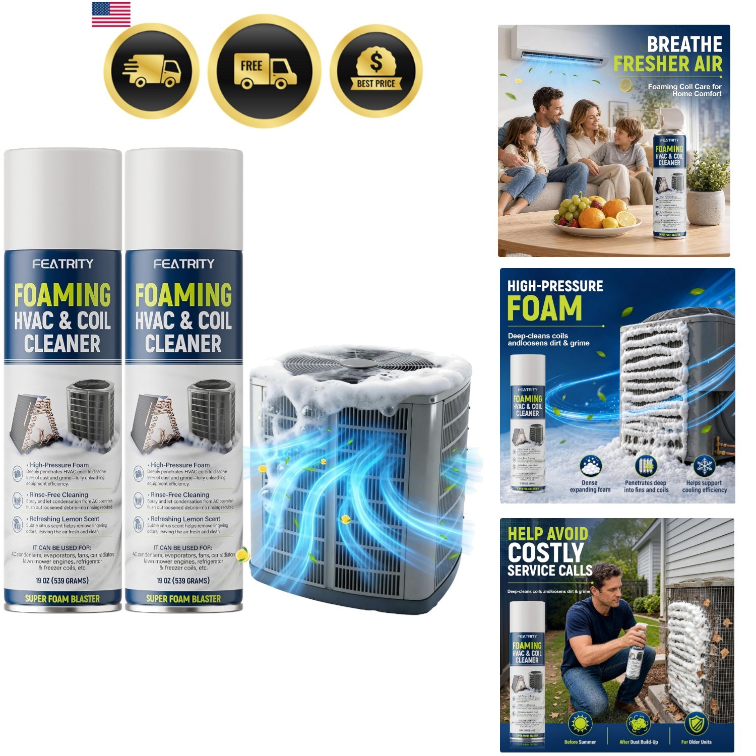 Foaming AC Coil Cleaner: No-Rinse Deep Cleaning Spray for Evaporator and Cond…