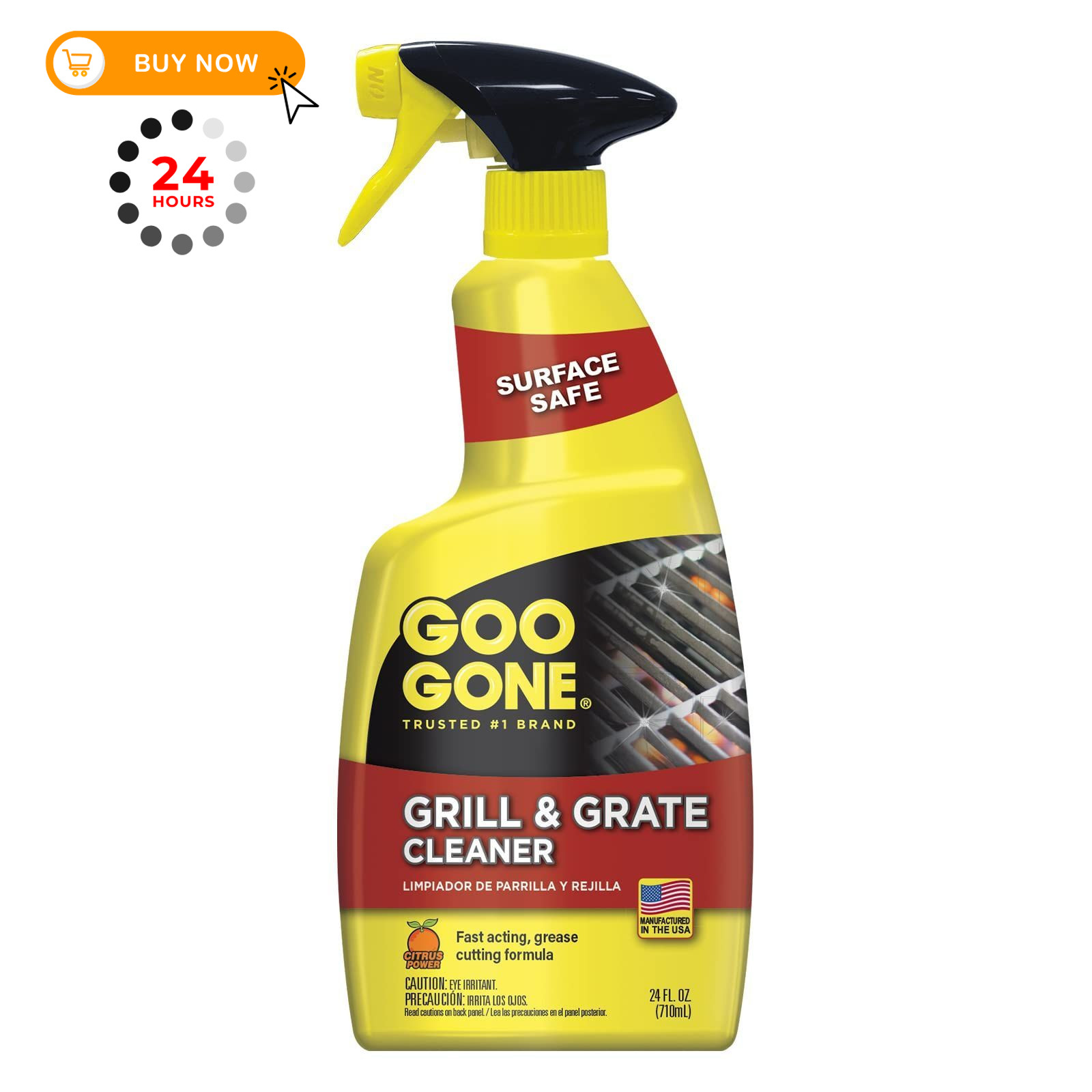Goo Gone Grill and Grate Cleaner – 24 Ounce – 24 Fl Oz (Pack of 1), Clear