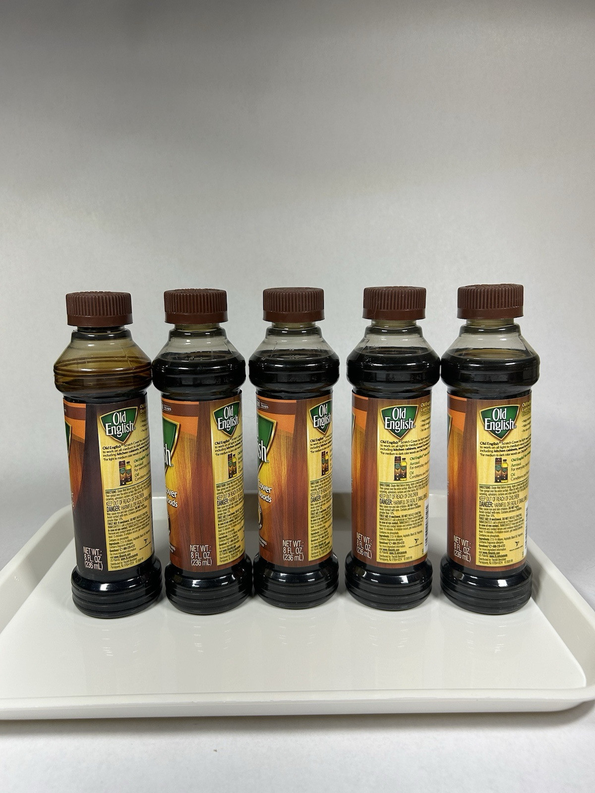(5) Old English Scratch Cover Light Wood Polish ~ 4 New 8 oz per Bottle