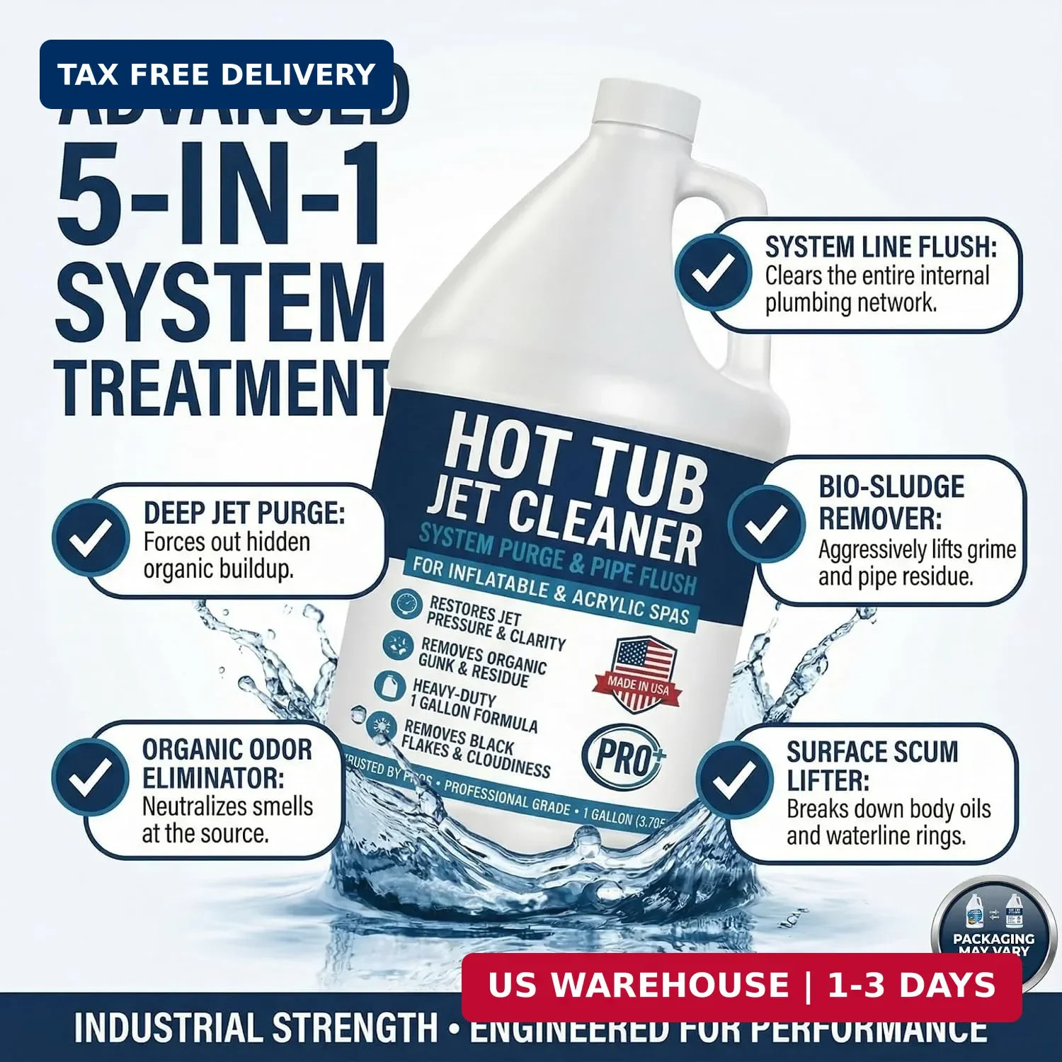 Hot Tub Jet Cleaner – 1 Gallon – Spa Line Flush & Spa System Flush – Jet Tub Cle