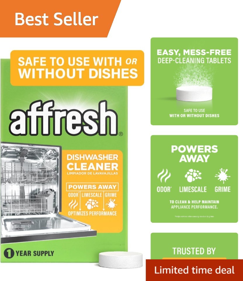 Powerful Dishwasher Cleaner Tablets – Removes Grime & Limescale, 1 Supply