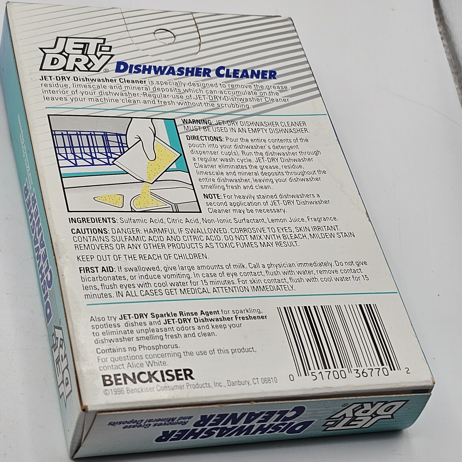 Jet Dry Dishwasher Cleaner Vintage 1996 New In Box Single Use Pouch Movie Prop