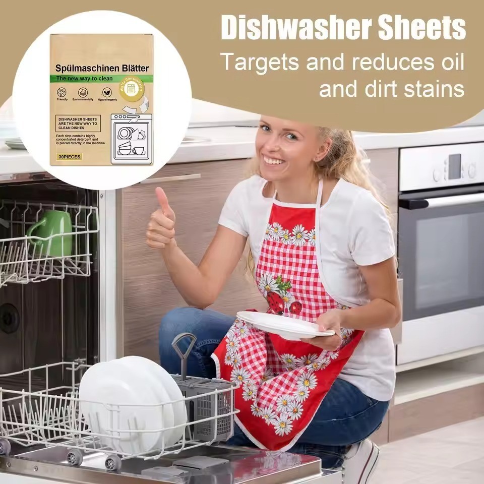 Dishwasher Cleaning Sheets Strips Deep Cleaner Degreaser Odor Remover 30 PCS