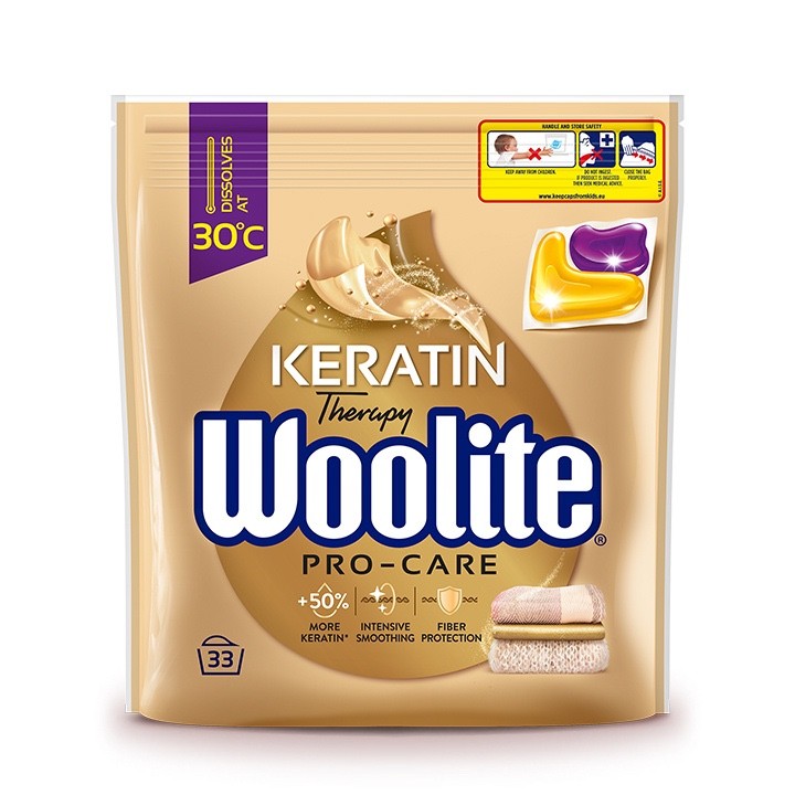 Woolite Capsules PRO CARE with Keratin 1 bag/ 33 washes -Made in Europe