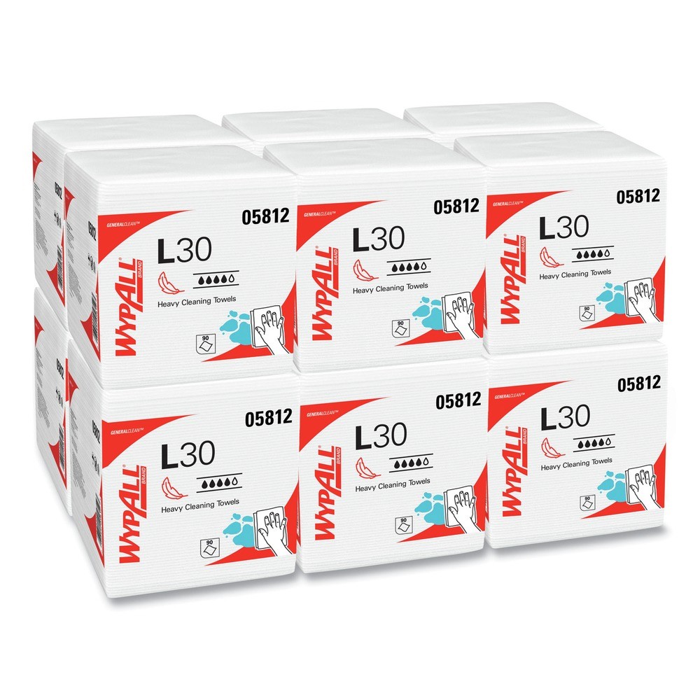 WypAll 05812 L30 Quarter Fold 12.5″ x 12″ Towels (90/PLYPK, 12 PLYPK/CT) New