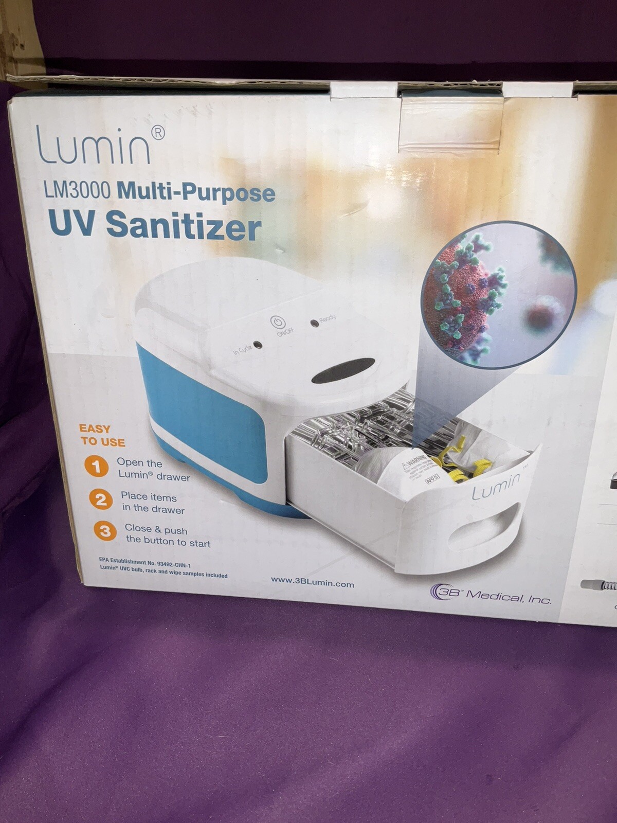 Lumin LM3000 UV Multi Purpose Sanitizer Cleaner New In Box