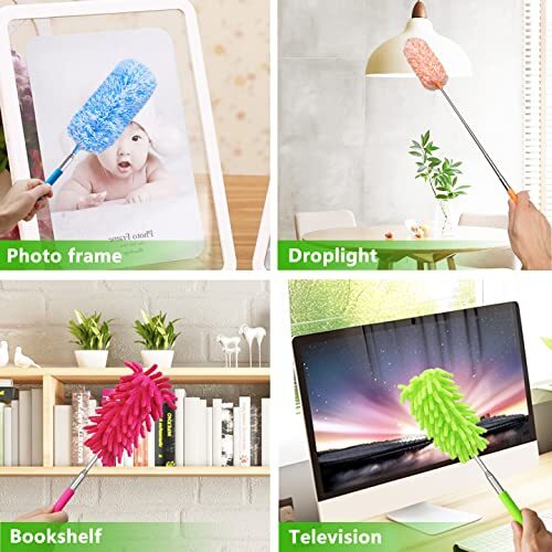 4Pcs Extendable Microfiber Duster Telescoping Car Window Office Cleaning Dusters