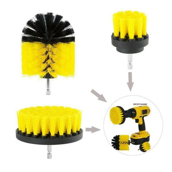 3 Pcs Round Car SUV Electric Bristle Drill Tub Rotary Brush Cleaing Tool