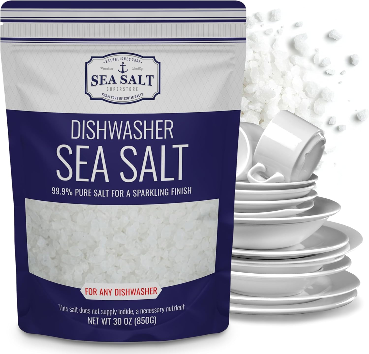 Dishwasher Salt, Natural Water Softener, Food Grade Coarse Sea Salt Compatible w