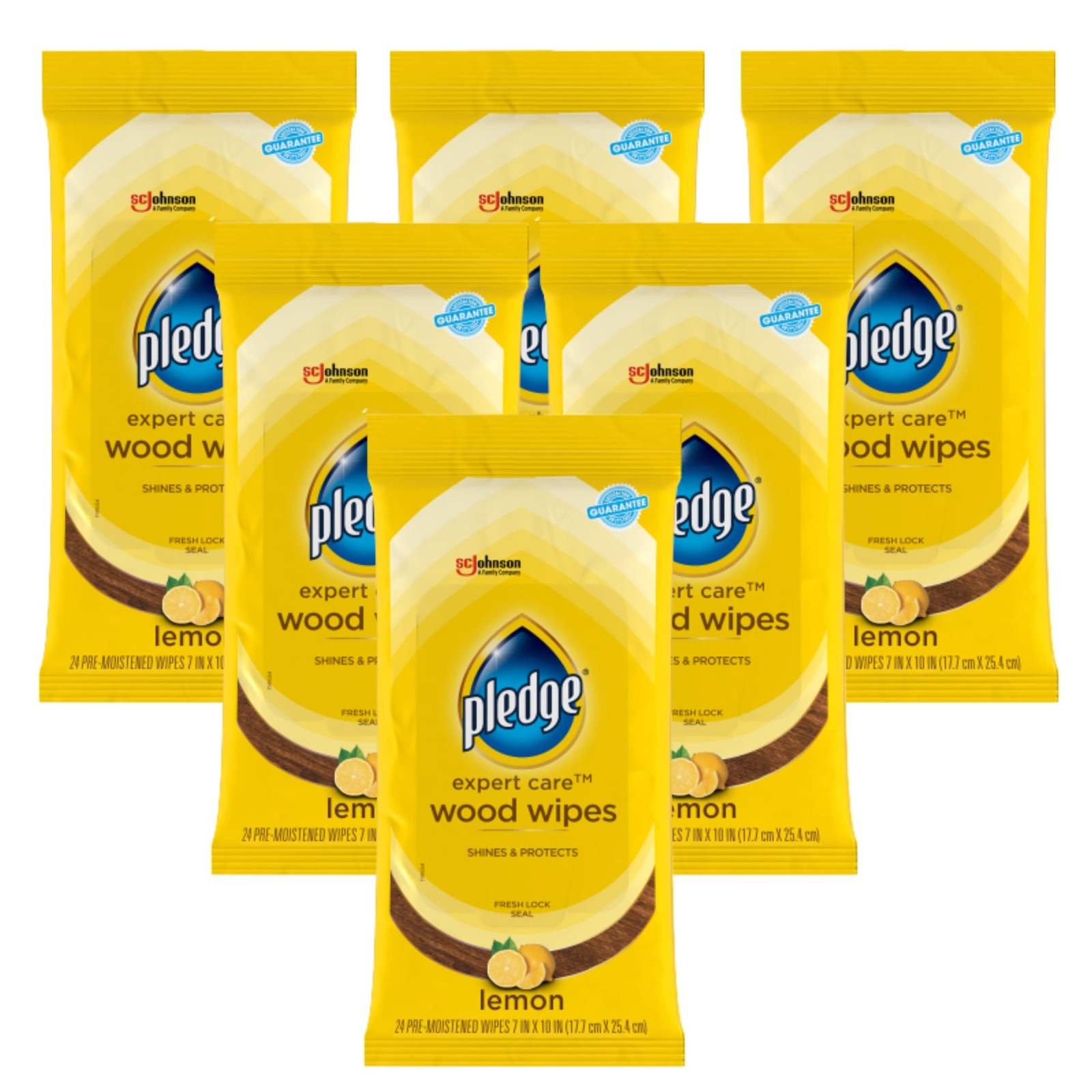 Pledge Expert Care Enhancing Wood Wipes, Lemon Scent, 24 Count