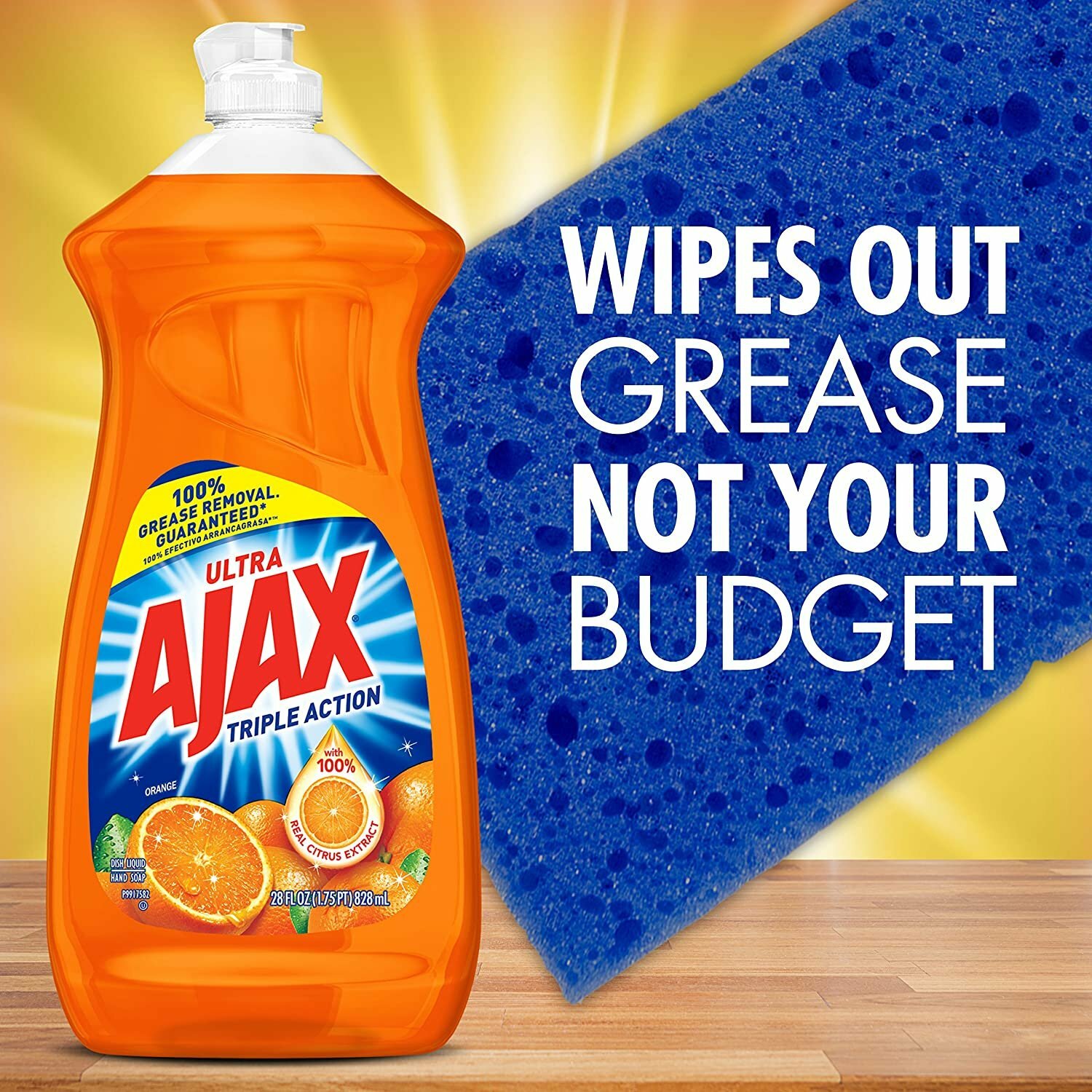 Ajax Triple Action Dish Liquid – Orange, 28 Fluid Ounces