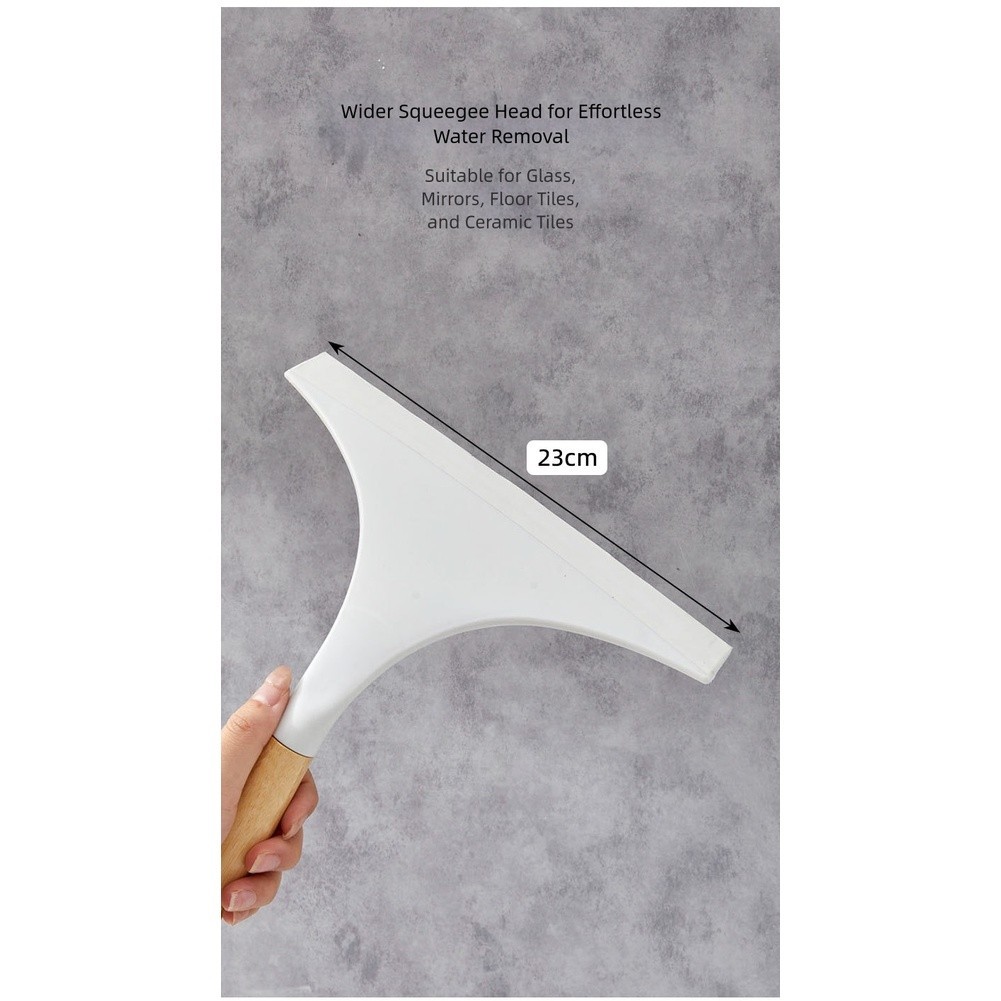 Glass and Window Scraper with Wooden Handle and Soft TPR Blade for Home Use