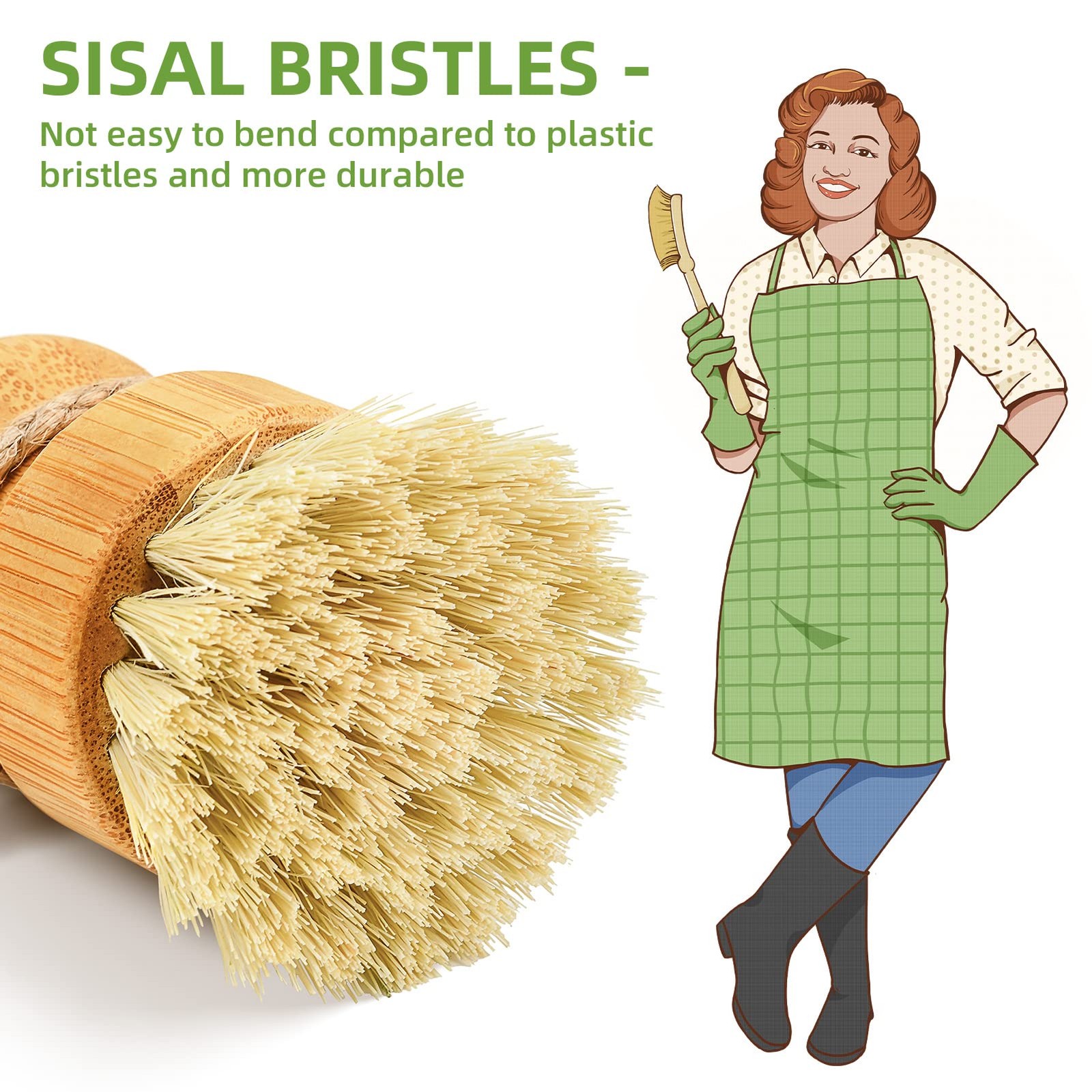 Bamboo Dish Scrub Brushes By Kitchen Wooden Cleaning Scrubbers Set For Washing C