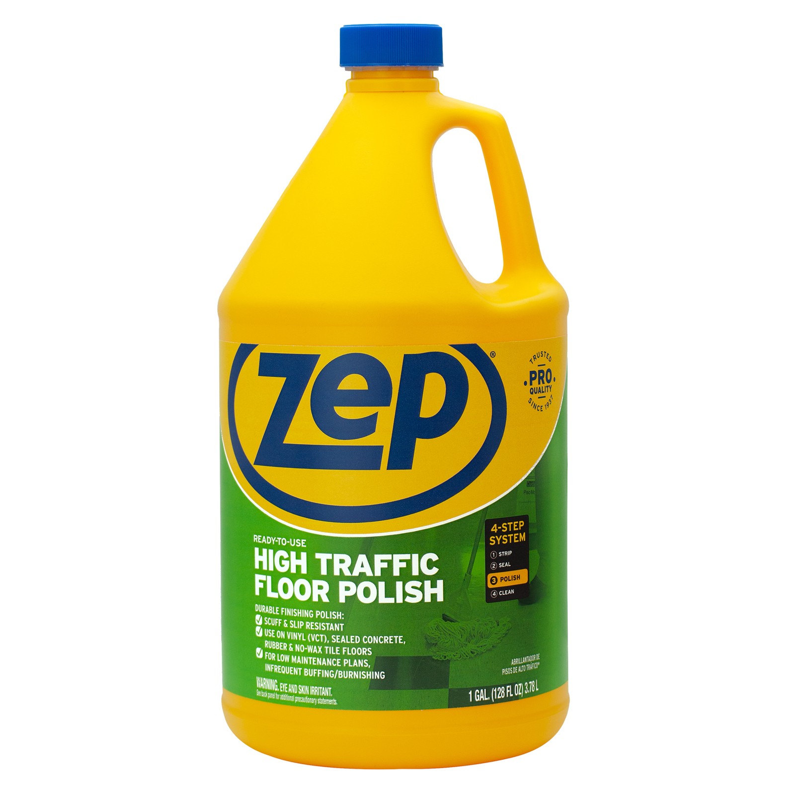 Zep High Traffic Floor Polish – 1 Gal (Case of 4) ZUHTFF128 – Scuff and Slip