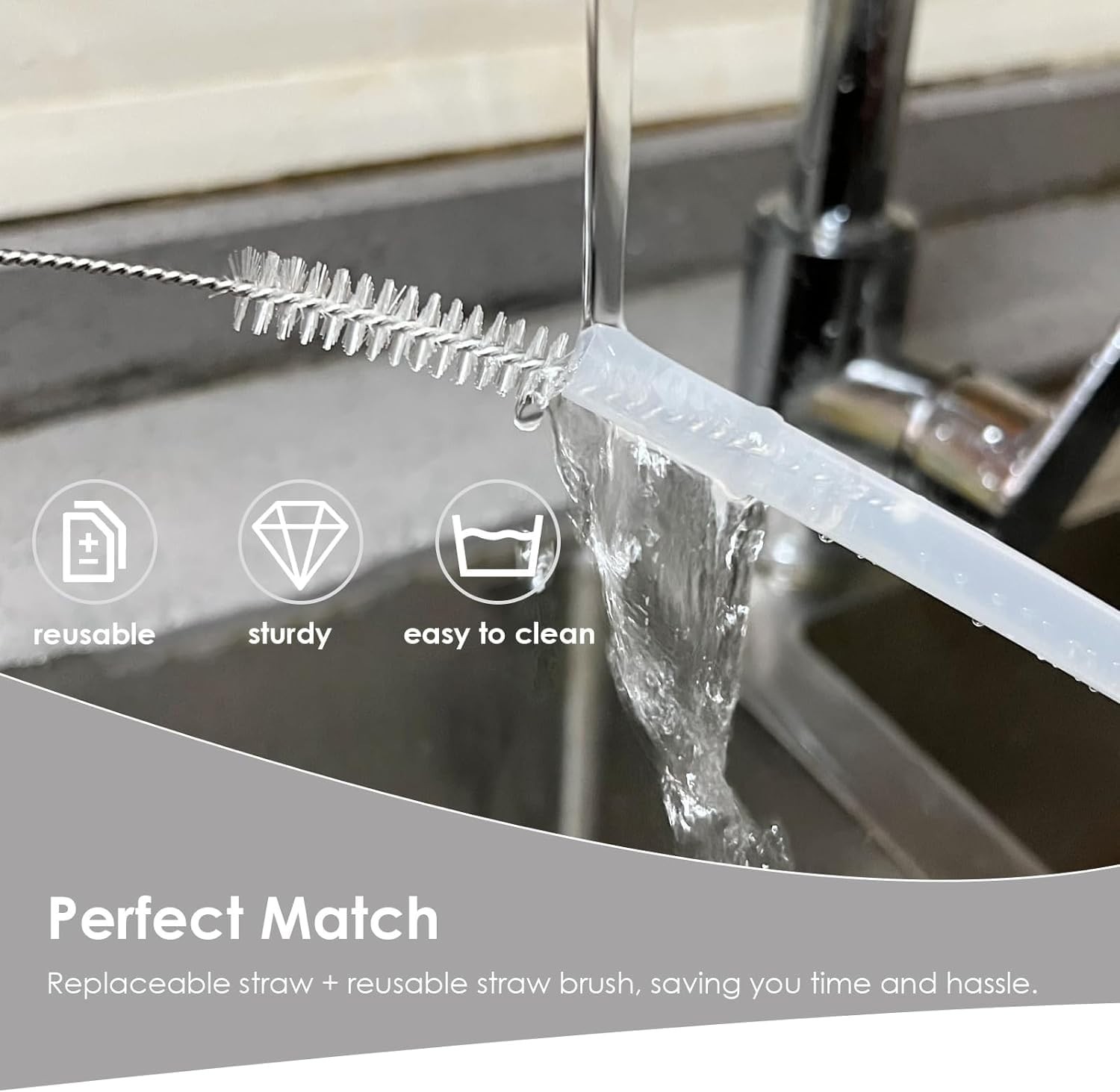 Reusable Owala Water Bottle Cleaning Set – 12.2 Inch Straw & 3 Specialty Brushes