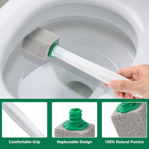 AUAUY 6 Pack Pumice Stone with Handle, Toilet Bowl 1 Count (Pack of 6) Grey