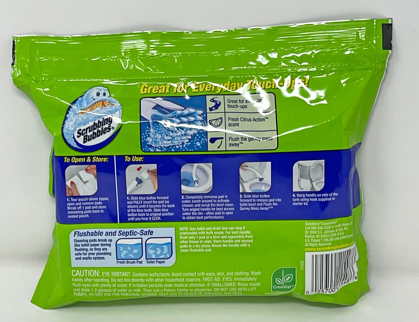Scrubbing Bubbles Toilet Fresh Brush Flushable Pad Refills 12 Count Citrus