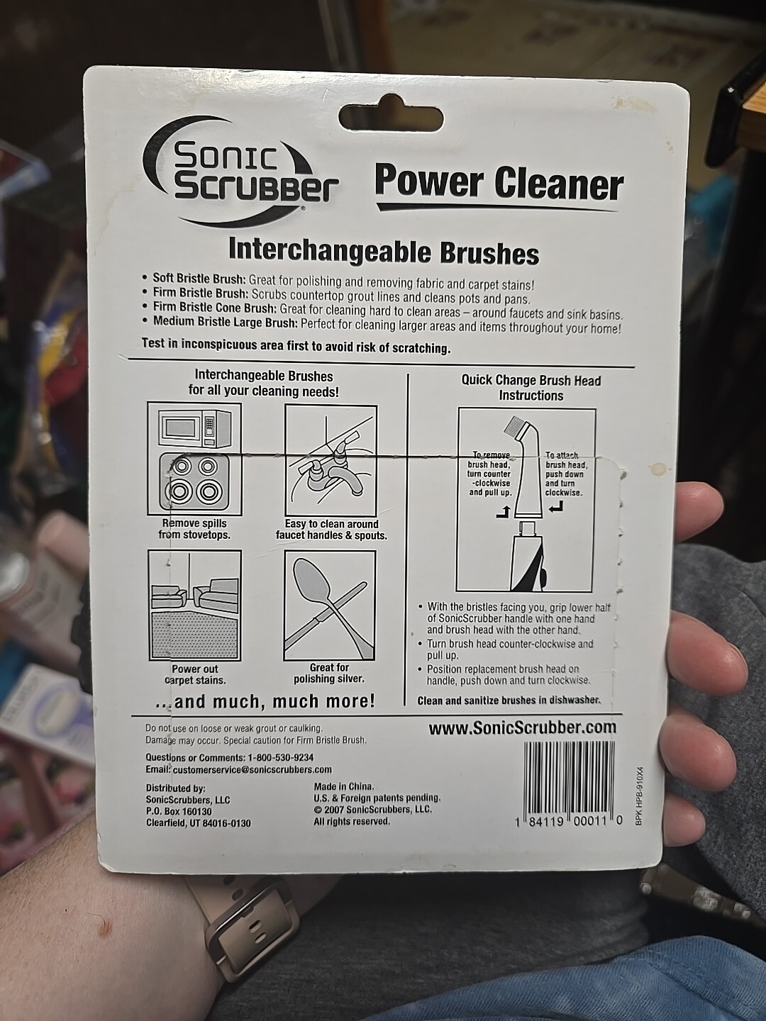 Sonic Scrubber Power Cleaner Interchangeable Brush Heads Kitchen Cleaning Tool