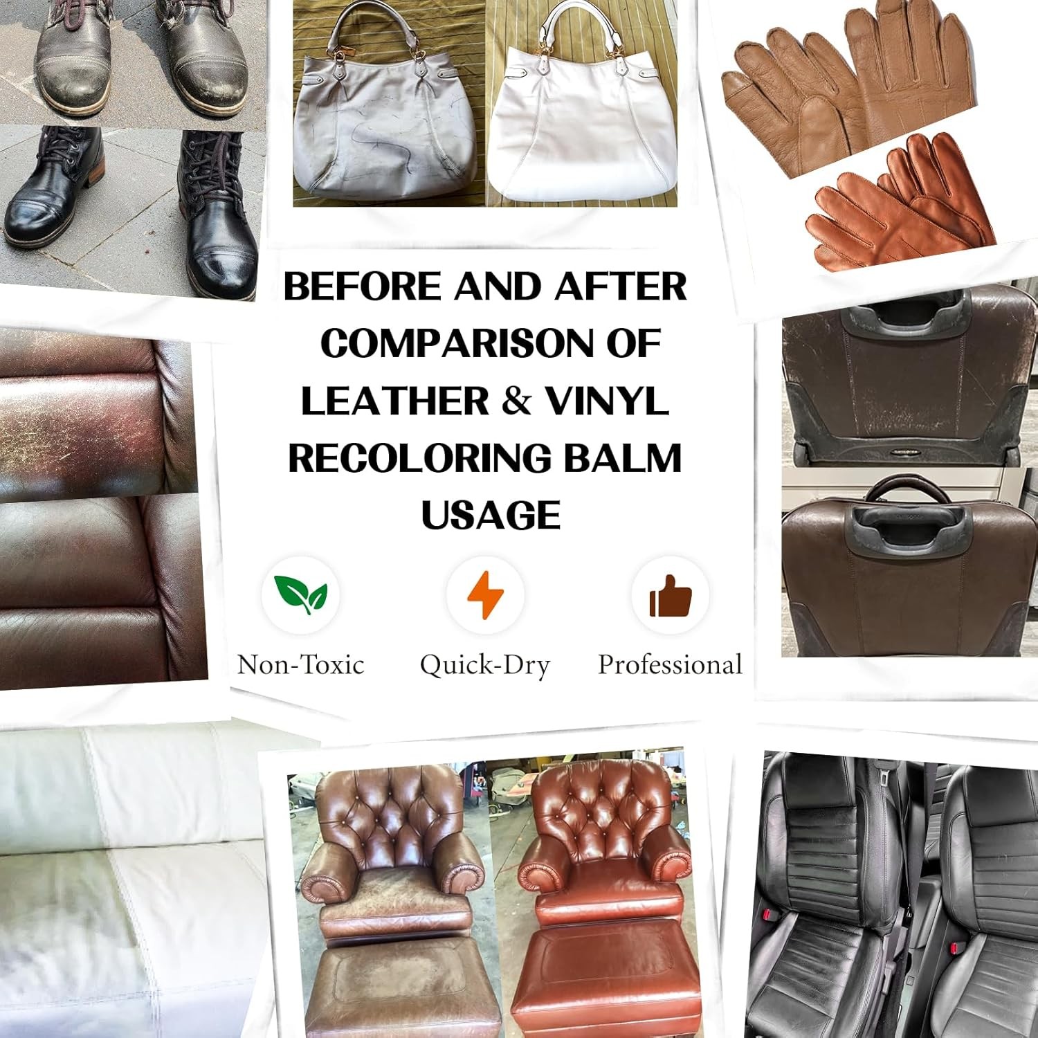 Medium Brown Leather Repair Kit, Leather Recoloring Balm – Color: Medium Brown