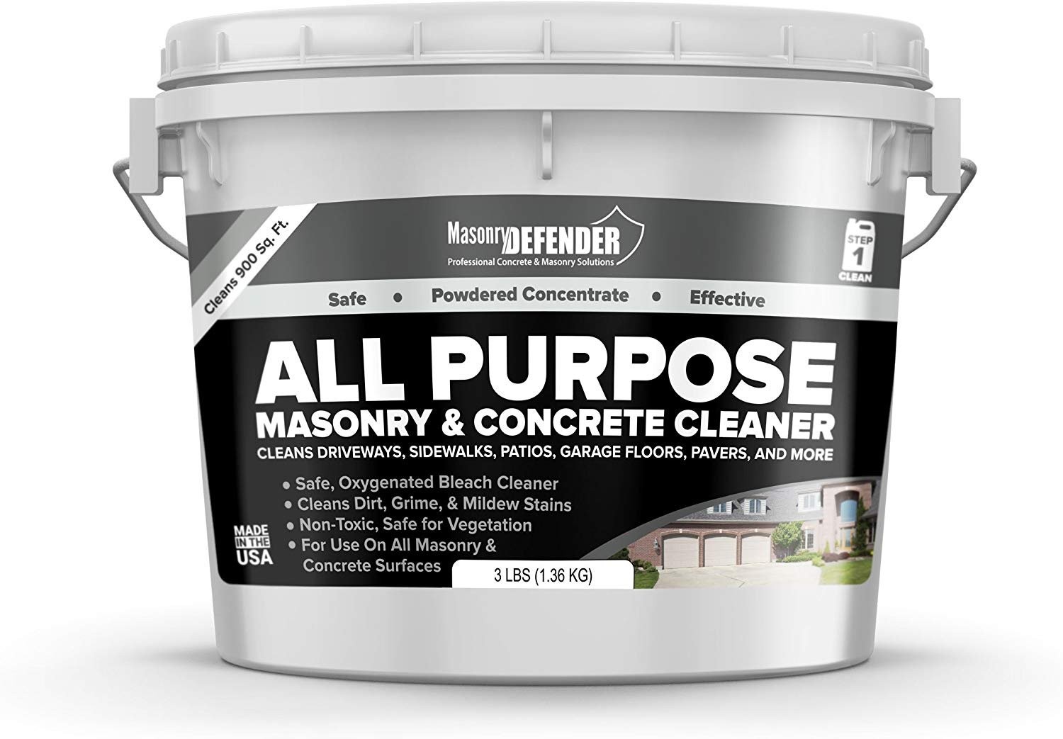 All-Purpose Masonry & Concrete Cleaner, 3 LB Pail – Cleans Driveways,…