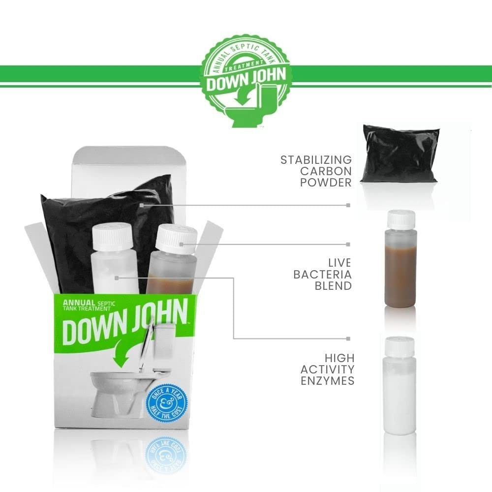 Down John Once-A-Year Septic Tank Treatment | 1 Year Supply | 3-Part