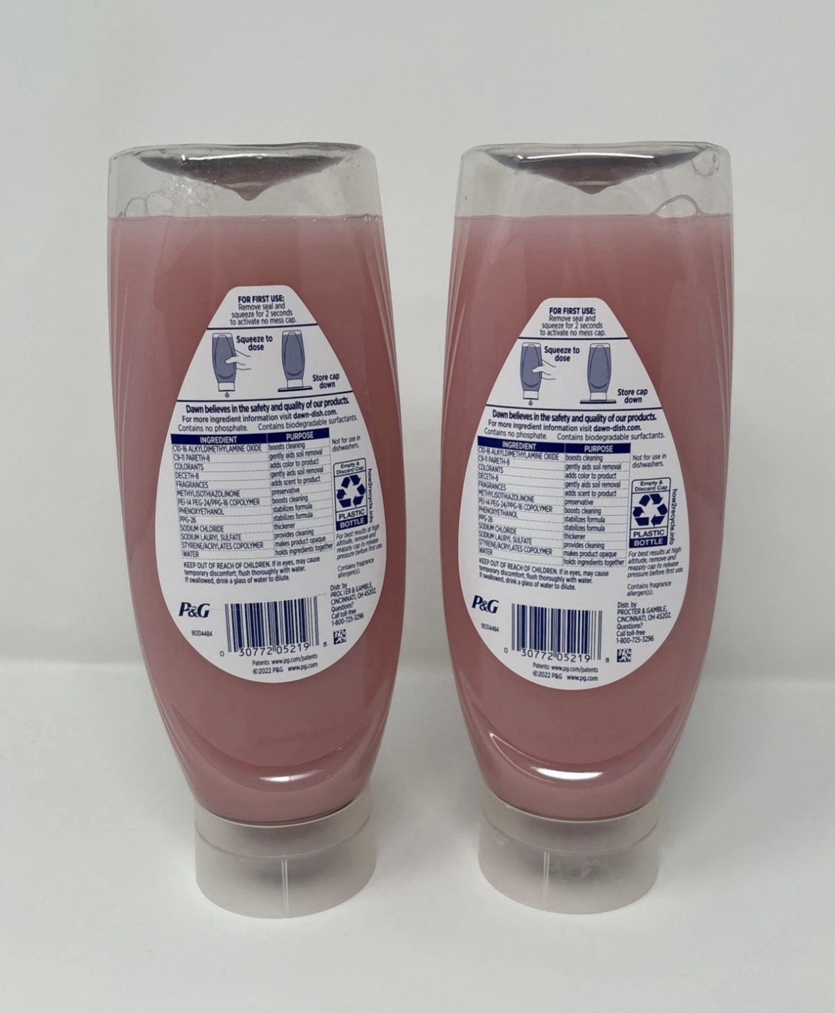 Dawn Clean Ez Squeeze Pomegranate Rose Water Dishwashing Liquid 18 oz 2 New Btls