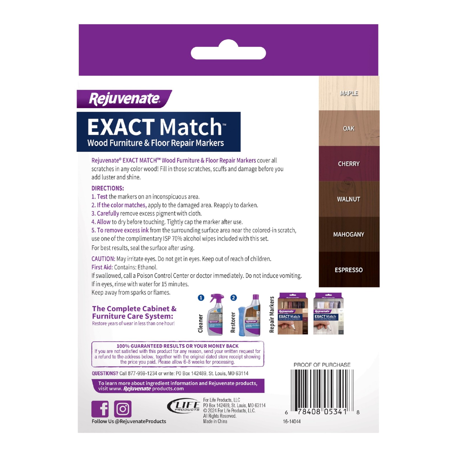 Rejuvenate Exact Match Wood Furniture & Floor Repair Markers, 6 Count, Brown Mar